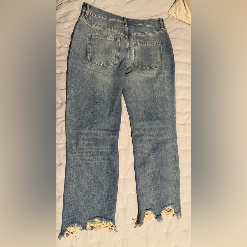 We The Free Light Blue Distressed Straight Leg Jeans - Picture 4 of 7